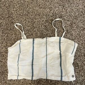 White with Blue Stripes Cropped Tank